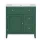 30" Bathroom Vanity with Sink Top, Solid Wood Cabinet with Door and Two Drawers, Green