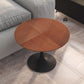 42" Modern Round Dining Table with Printed Oak Color Grain Table Top and Metal Base