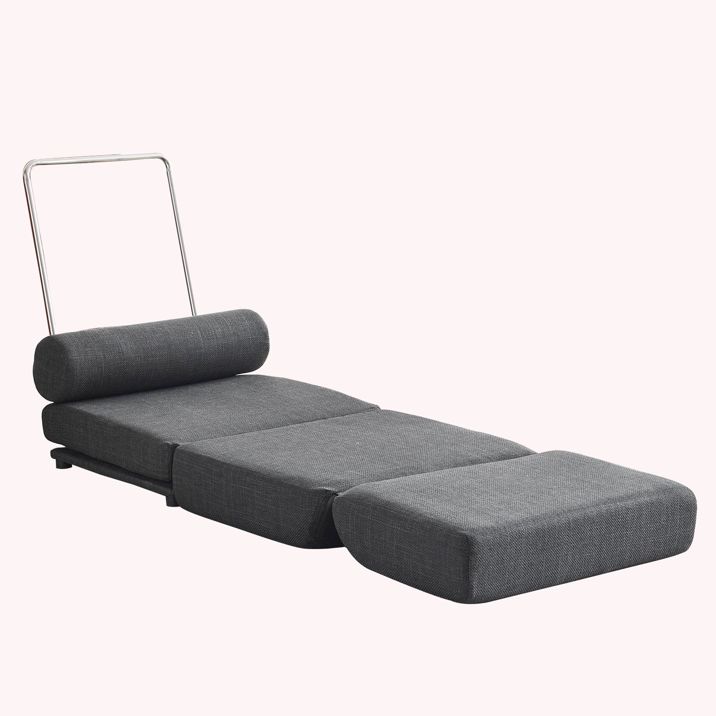 Single Sofa Chair Foldable Single Sofa Bed with Pillow,Portable Foldable Sofa Bed,Leisure Sofa Chair,Easy to Store, Dark Grey