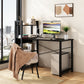 Bedroom Desk with Steel Frame, 4 Storage Shelves, and Wooden Tabletop, Perfect for Students and Home Offices