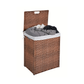 Laundry Hamper With Lid PE Rattan Powder Coating Frame Clothes Hampers with 02 Removable Bags, 100L, Brown Color