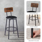 Round bar stool set with shelf upholstered stool with backrest Rustic Brown 23.62'' W x 23.62'' D x 35.43'' H