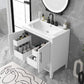 Bathroom Vanity with Sink Multi-functional Bathroom Cabinet with Doors and Drawers Solid Frame and MDF Board, White