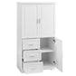 Tall and Wide Storage Cabinet with Doors, Three Drawers for Bathrooms and Offices, White Finish