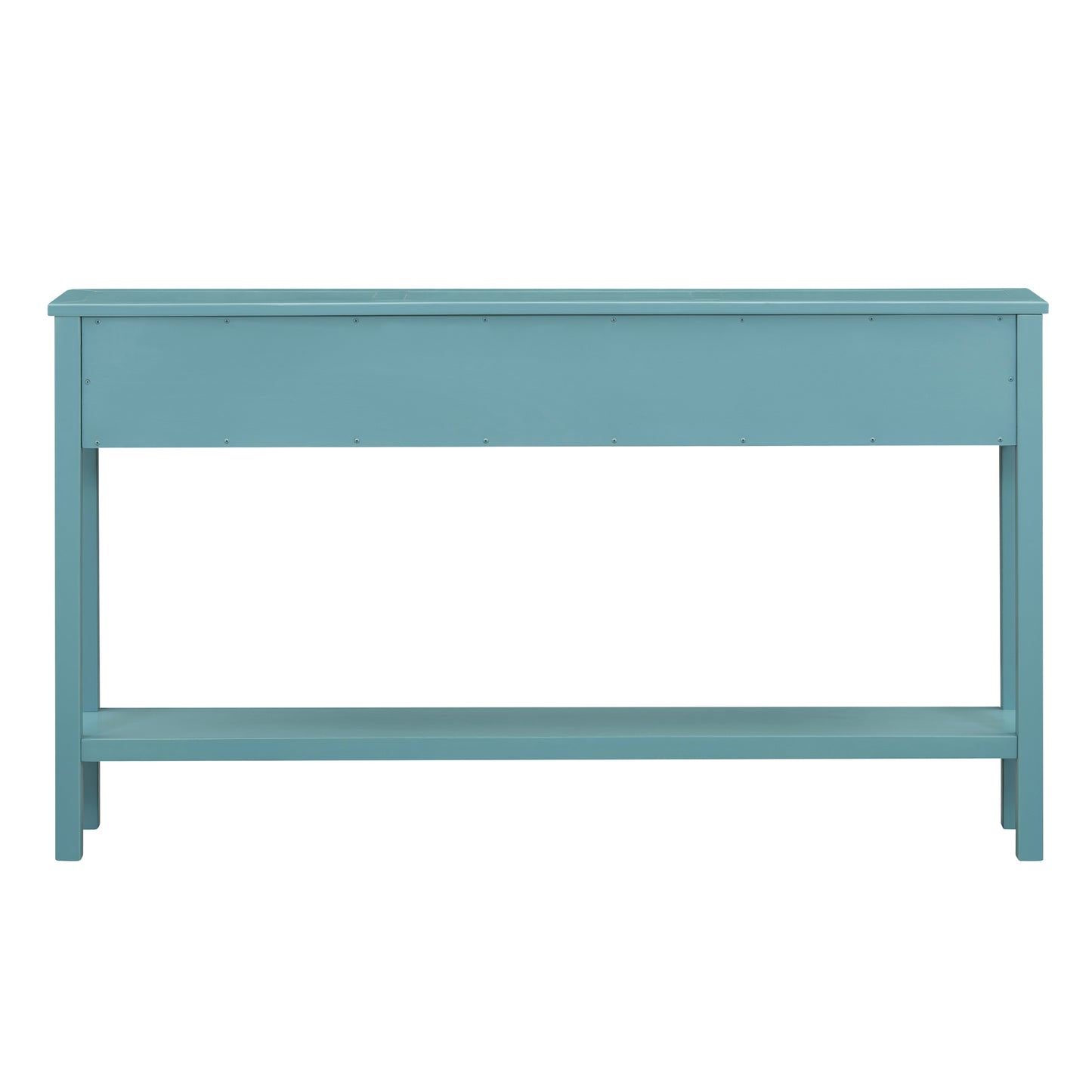 TREXM Rustic Entryway Console Table, 60-Inch Long Sofa Table with Two Drawers and Bottom Shelf, Antique Turquoise