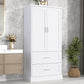 Tall Bathroom Storage Cabinet with Two Doors and Drawers, Adjustable Shelf, MDF Board, White Finish