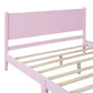 Queen Size Wood Platform Bed Frame, Retro Style Bed with Rectangular Headboard,No Need Box Spring,Pink