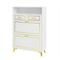 U-Can Shoe Cabinet with 2 Flip Drawers, 2 Slide Drawers, and 1 Shelf, Modern White Finish