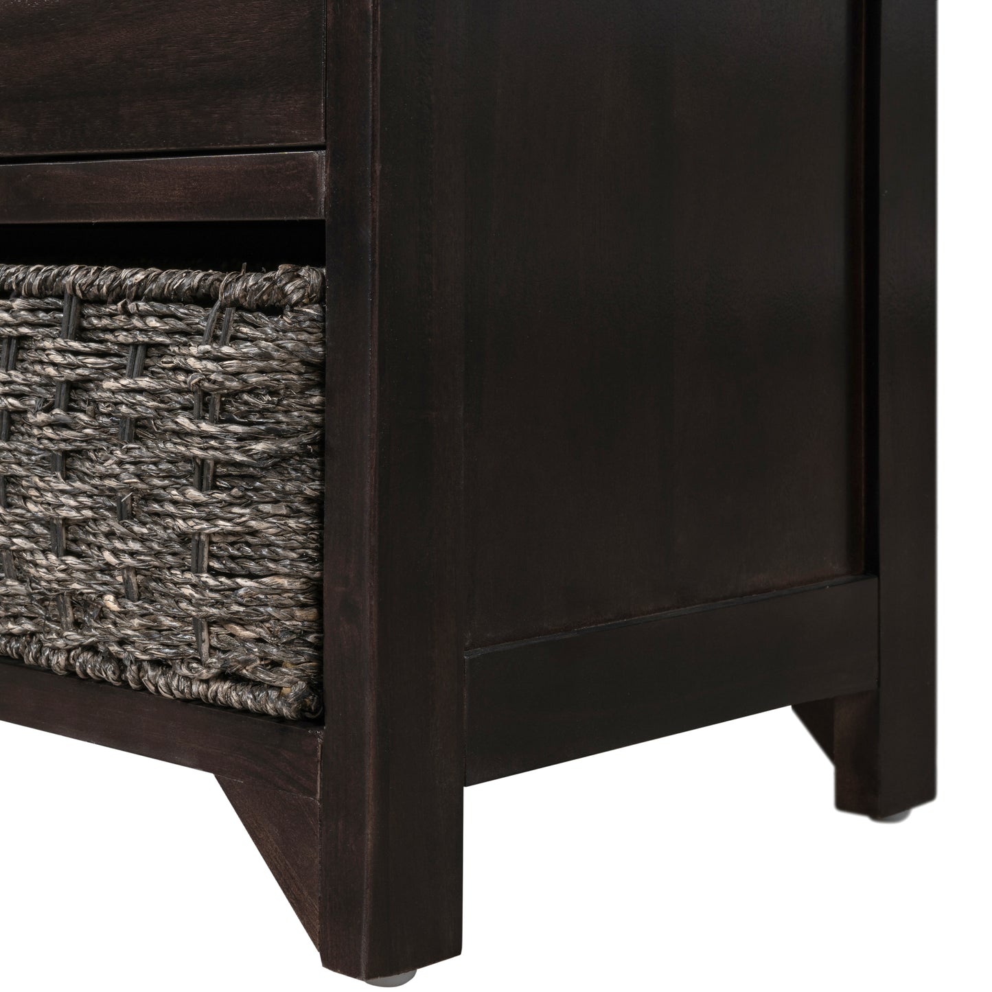 TREXM Storage Bench with Removable Basket and 2 Drawers, Fully Assembled Shoe Bench in Espresso Finish