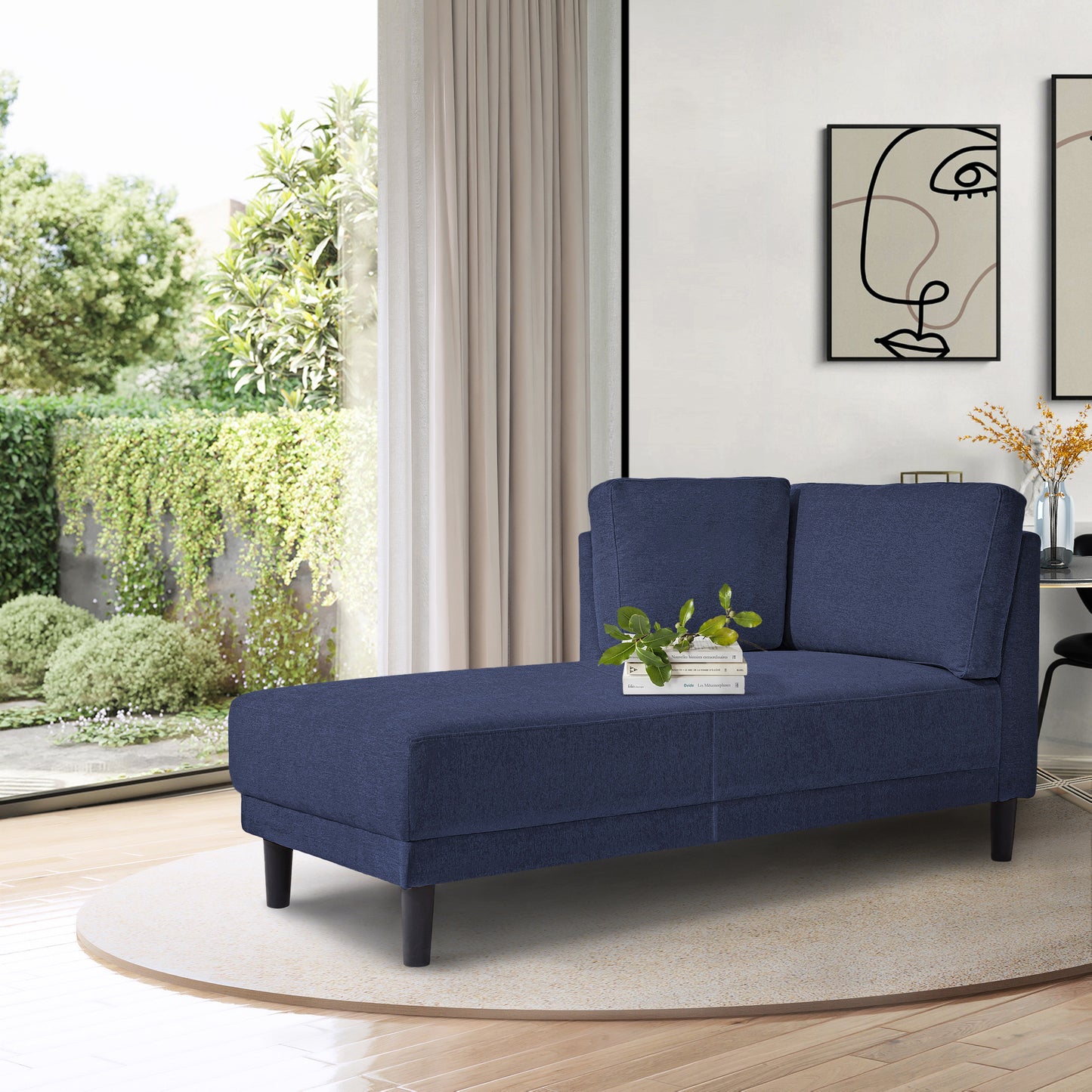 Sillón esquinero de tela de lino de estilo moderno de mediados de siglo de 65", chaise longue tapizada con estructura de madera maciza