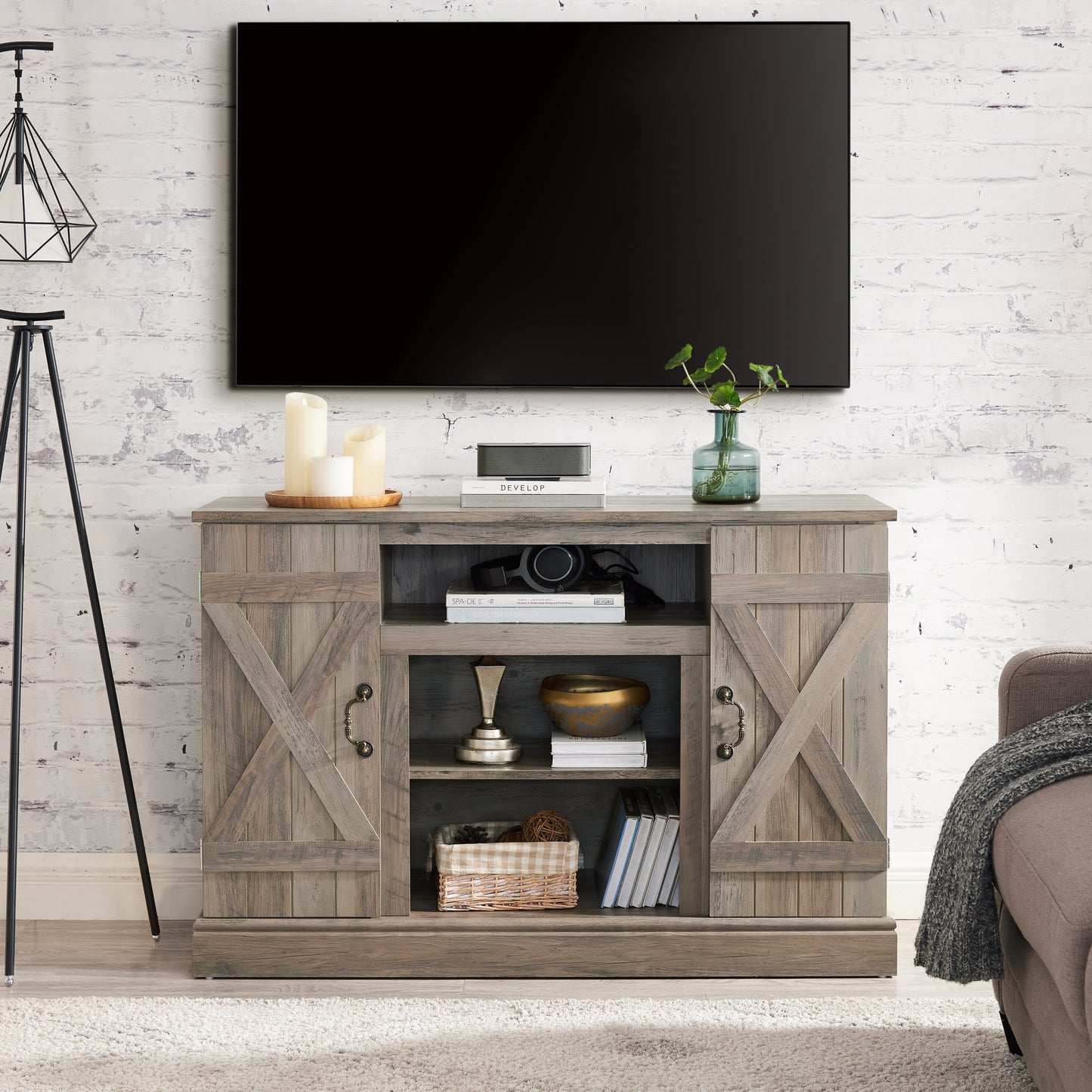 Farmhouse Classic Media TV Stand Antique Entertainment Console for TV up