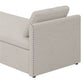 Modern Cushioned Lounge Chair Sofa Bed with 2 Drawers, Linen Fabric in Beige