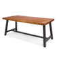 Carlie Outdoor Dining Table with Sandblast Finish and Rustic Metal Legs