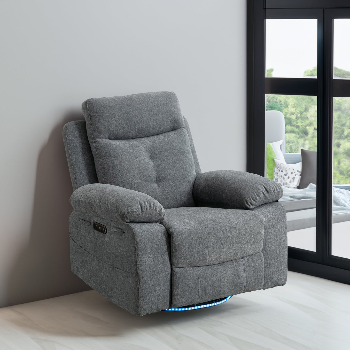 270-Degree Rotating Electric Recliner with LED Light, USB+C Charging Port, and Adjustable Backrest