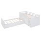 L-shaped Space-Saving Twin Loft and Twin Platform Bed with 7 Drawers and Full Guardrails(WHITE)