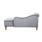 Sillón chaise longue gris de terciopelo para interiores con espacio de almacenamiento y almohada, diseño moderno tapizado con brazos enrollados