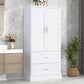 Tall Bathroom Storage Cabinet with Two Doors and Drawers, Adjustable Shelf, MDF Board, White Finish