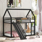 Twin over Twin House Bunk Bed with Ladder and Slide,Black