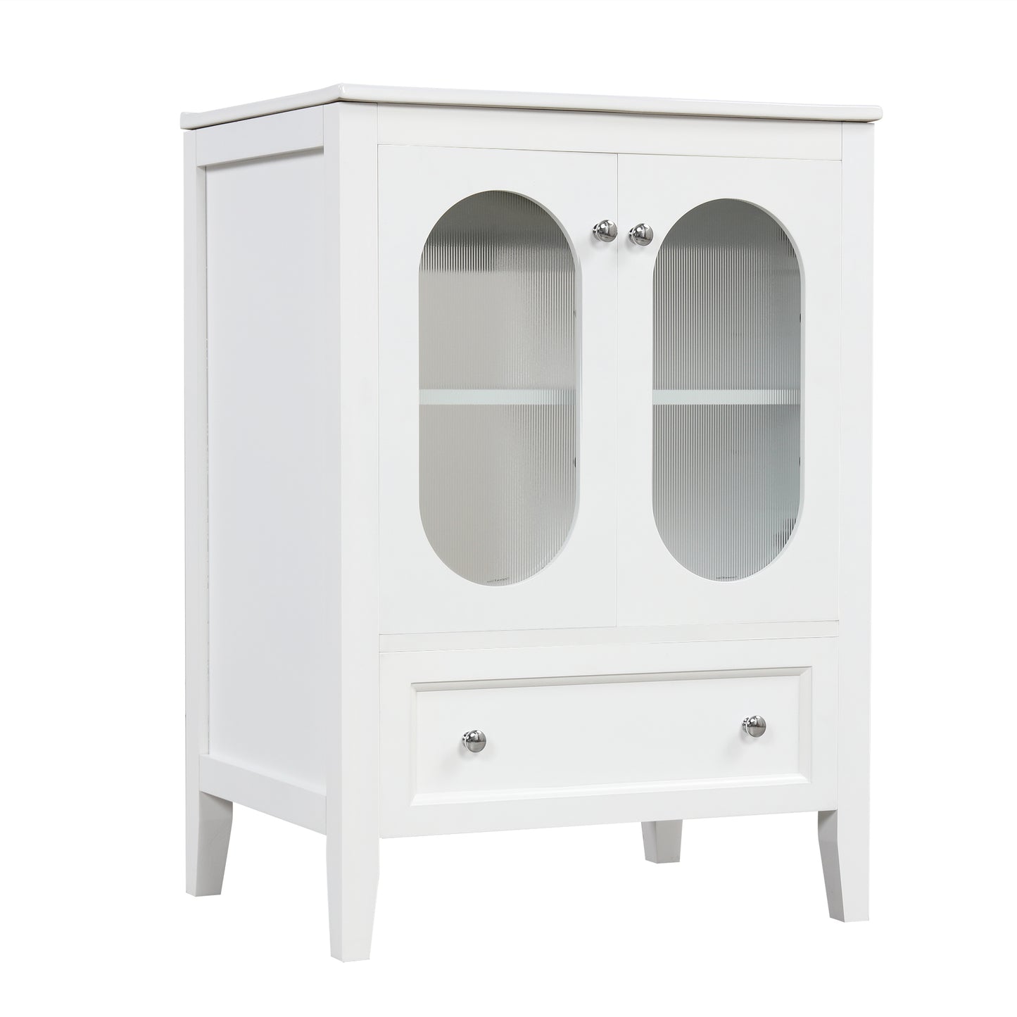 Bathroom Vanity with Sink, Bathroom Vanity Cabinet with One Drawer and Doors, Adjustable Shelf, Solid Wood and MDF, White