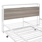 Queen Size Metal Platform Bed Frame with Trundle, USB Ports and Slat Support ,No Box Spring Needed White