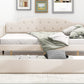 Full Size Upholstered Tufted Daybed with Twin Size Trundle, Beige