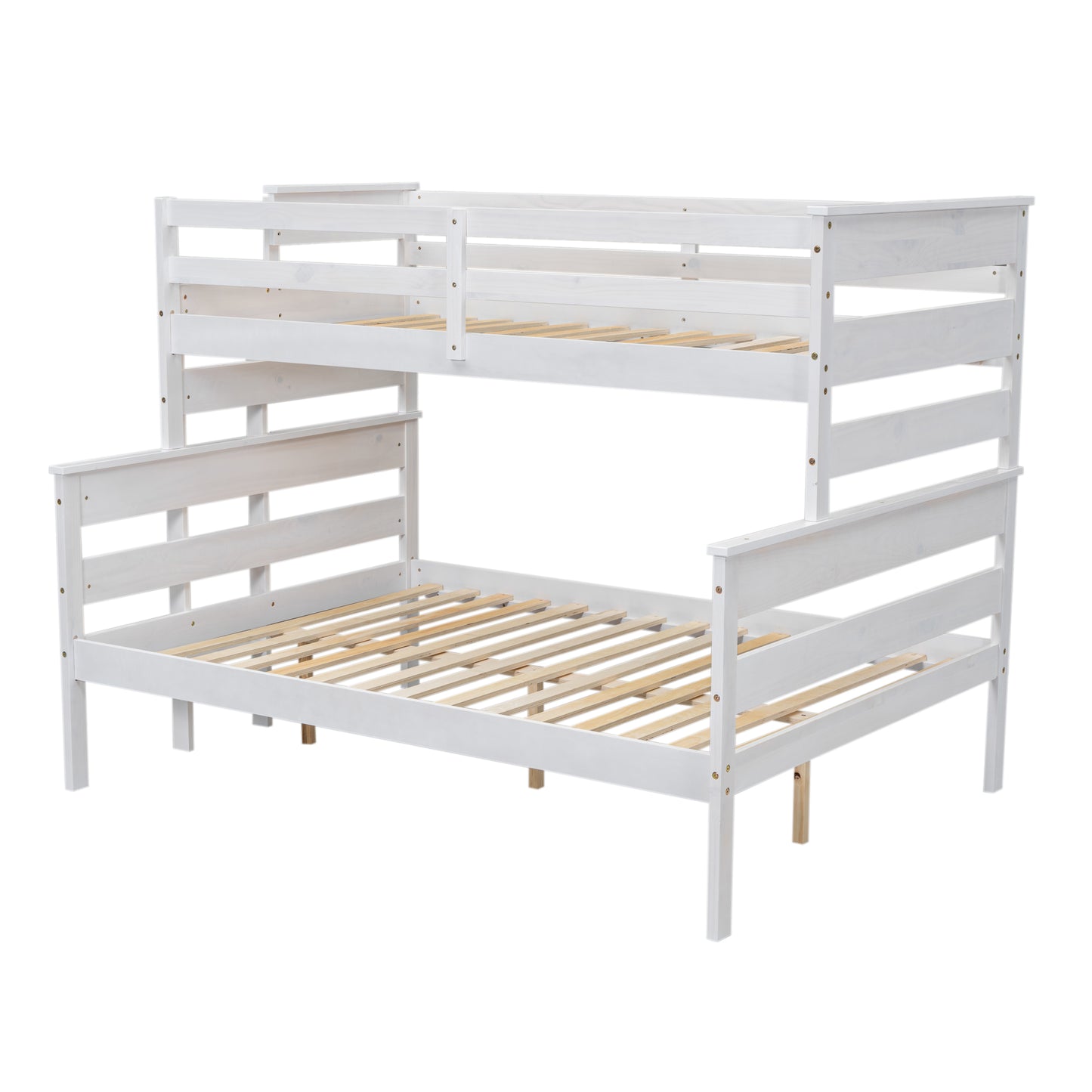 Wood Twin over Full Bunk Bed with Ladder White