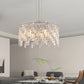 Deluxe round silver crystal chandelier, modern rectangular chandelier (excluding light bulbs)