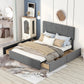 Queen Size Upholstery Platform Bed with Four Drawers on Two Sides  Adjustable Headboard  Grey