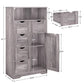 5 Drawers Storage Cabinet with Adjustable Shelves, Bathroom Cabinet with Doors, Floor Cabinet for Living Room Grey