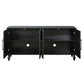 Carved Flower Door Large Storage Cabinet With Metal Handle Suitable For Living Room, Kitchen, Entryway(BLACK)