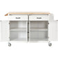 Kitchen Island Cart with Solid Wood Top and Locking Wheels, 54.3-Inch Width in White