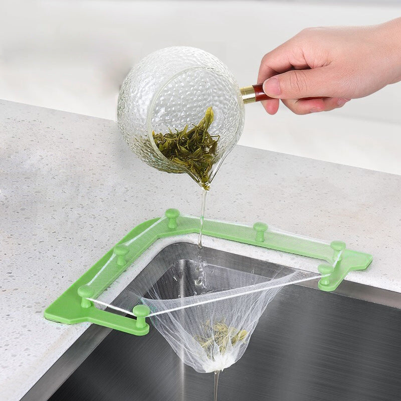 BOODUN Kitchen Leftovers Sink Triangular Drain Rack Disposable Punch-Free Residue Sewer Filter Rack