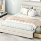 Queen Upholstered Platform Bed with Twin Size Trundle and Two Drawers  Beige