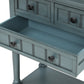 TREXM Narrow Console Table, Slim Sofa Table with 3 Storage Drawers and Bottom Shelf, Navy Finish