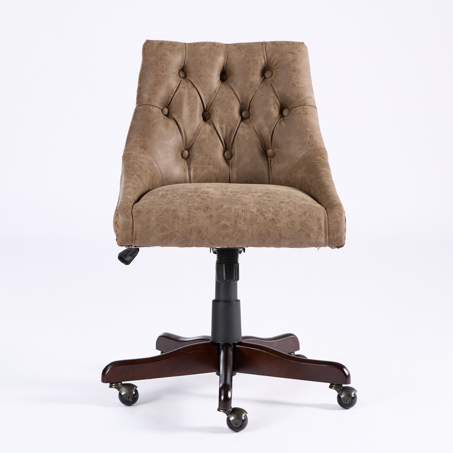 Medieval retro style sheepskin patterned home office chair with lifting, rotating, and tilting functions, brown