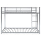 Twin over Twin Metal Bunk Bed, Low Bunk Bed with Ladder Silver