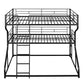 Full XL over Twin XL over Queen Size Triple Bunk Bed with Long and Short Ladder,Black