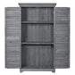 Wooden Garden Shed with 3-Tier Patio Storage, Outdoor Organizer with Fir Wood Shutter Design, Gray