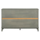 TREXM Side Panel Buffet with 4 Doors, Large Storage Cabinet with Adjustable Shelves and Metal Handles, Antique Gray