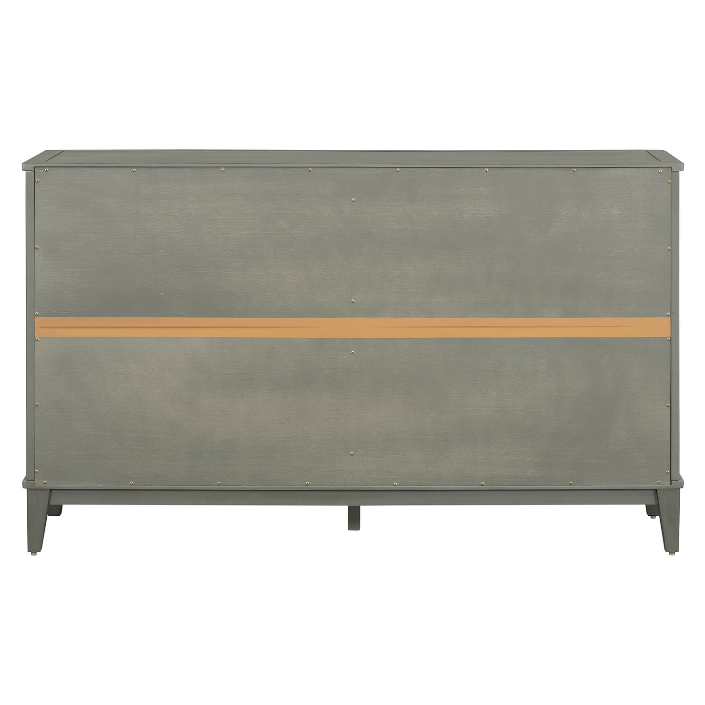 TREXM Side Panel Buffet with 4 Doors, Large Storage Cabinet with Adjustable Shelves and Metal Handles, Antique Gray