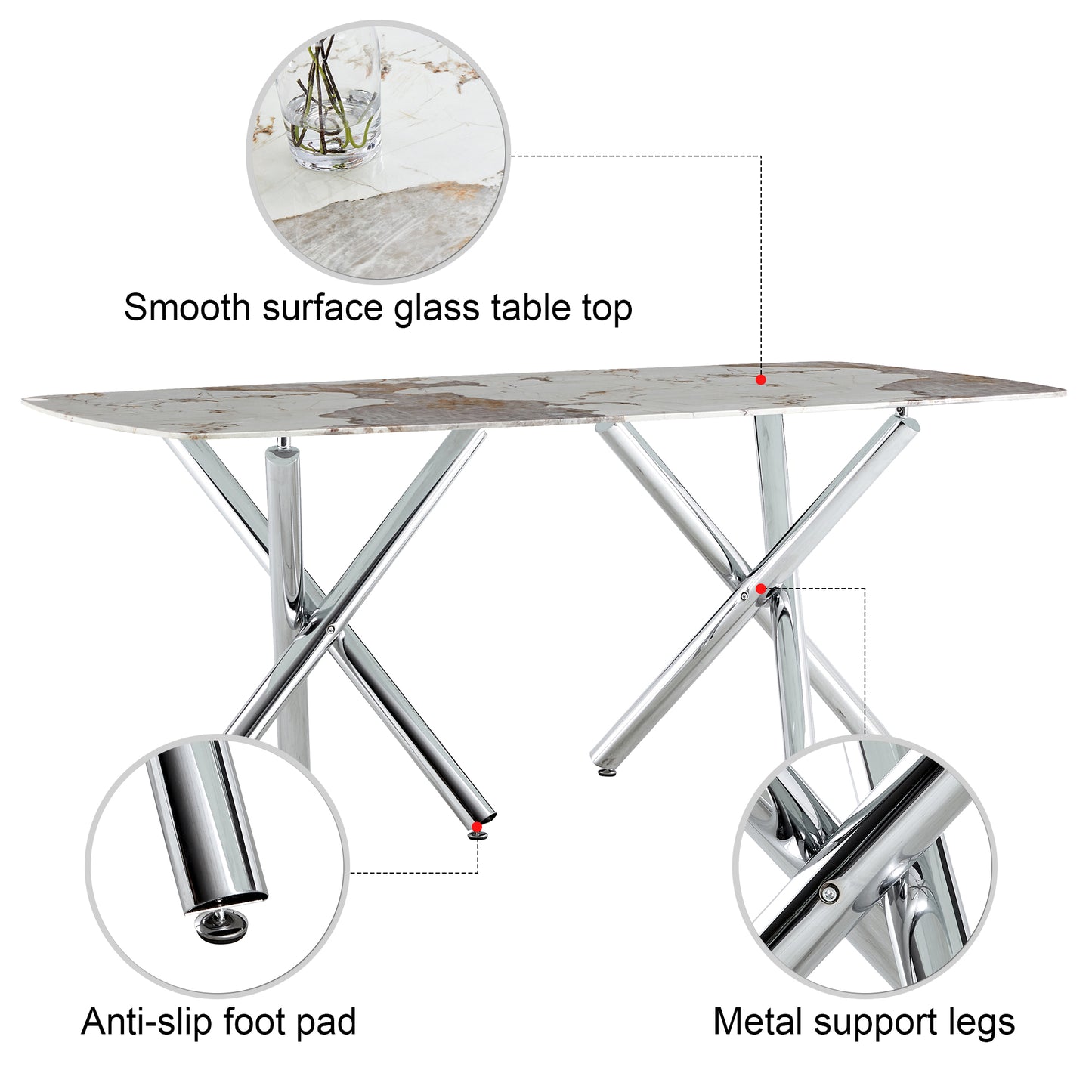 Large modern minimalist rectangular dining table suitable for 6-8 people equipped