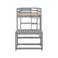 Twin High Loft Bed with Ladder landing Platform, Ladders, Guardrails,Grey