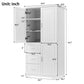 Tall and Wide Storage Cabinet with Doors, Three Drawers for Bathrooms and Offices, White Finish