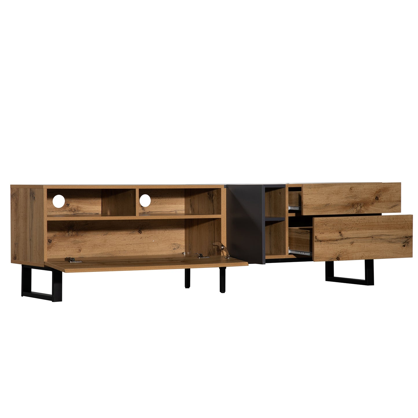 Modern TV Stand for 80-Inch TVs, Double Storage Space Media Console, Sleek Design for Living Rooms