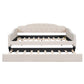 Full Size Upholstered Tufted Daybed with Twin Size Trundle, Beige