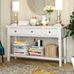 TREXM Classic Retro Style Console Table with Three Top Drawers and Open Style Bottom Shelf (Antique White)