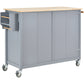 Kitchen Island Cart with Solid Wood Top and Locking Wheels, 54.3-Inch Width in Grey Blue