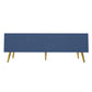 Modern Shoe Storage Bench with Hidden Storage and Upholstered Cushions, Navy Finish