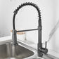 All copper spring faucet, kitchen sink with rotatable pull-out paint, black and gold dots