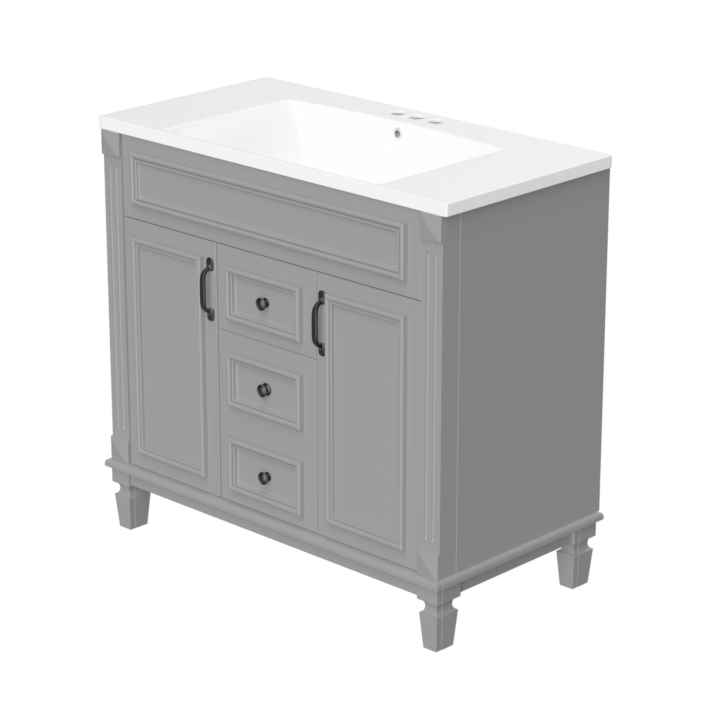 36" Bathroom Vanity with Top Sink, Modern Storage Cabinet with 2 Soft-Closing Doors and 2 Drawers